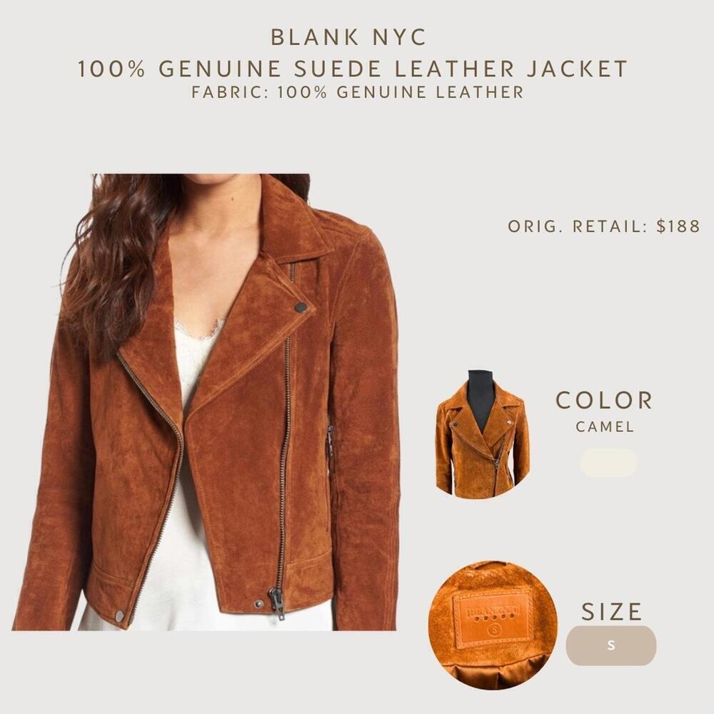 BlankNYC Suede Moto Jacket Camel Brown Leather Biker Jacket Size S